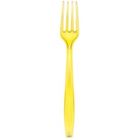 Tenedor de Plastico PS Premium Amarillo 190mm (50 Uds)