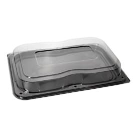 Bandeja Plastico Negra con Tapa PET 35x24cm (5 Uds)