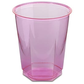 Vaso Plastico Hexagonal PS Cristal Fucsia 250ml (10 Uds)