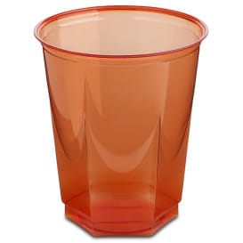 Vaso Plastico Hexagonal PS Cristal Rojo 250ml (10 Uds)