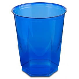 Vaso Plastico Hexagonal PS Cristal Azul 250ml (10 Uds)