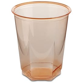 Vaso Plastico Hexagonal PS Cristal Naranja 250ml (10 Uds)