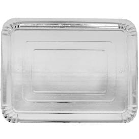 Bandeja de Carton Rectangular Plateada 10x16 cm (100 Uds)