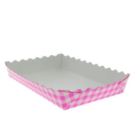 Bandeja Cartón Cerrada Gofres 18,2x12,2x3cm Rosa (500 Uds)