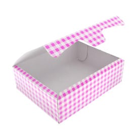 Caja Pasteleria Carton 18,2x13,6x5,2cm 500g Rosa (250 Uds)