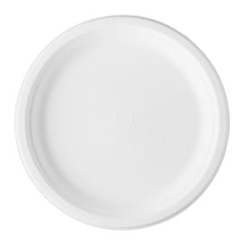 Plato Caña de Azúcar Bagazo Blanco Ø25,3 cm (500 Uds)