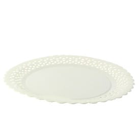 Plato de Carton Redondo Blonda Blanco 20 cm (100 Uds)
