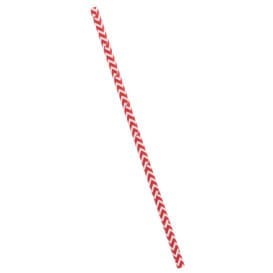 Pajita Recta de Papel Rojo y Blanco Ø6mm 20cm (100 Uds)