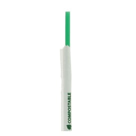 Pajita Flexible Enfundada PLA Verde Ø6mm 24cm (400 Uds)