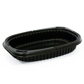 Envase Rectangular PP Negro 400ml 190x140x32mm (40 Uds)