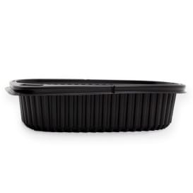 Envase Rectangular PP Negro 600ml 190x140x48mm (480 Uds)