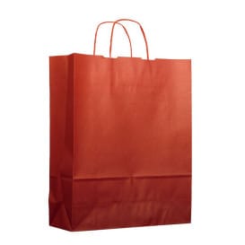 Bolsa Papel Kraft Roja con Asas 100g 25+11x35cm (200 Uds)