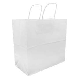 Bolsa Papel Kraft Blanca con Asas 100g 27+14x26cm (200 Uds)