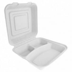 Envase MenuBox Caña Azúcar Blanco 3C 24x23x7,6cm (50 Uds)