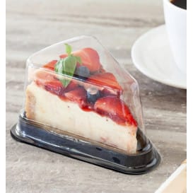 Envase para Porción Tarta Transp. Base Negra (50 Uds)