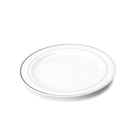 Plato de Plastico extrarigido con Ribete Plata 19 cm (200 Uds)