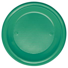 Plato de Plastico PS Hondo Verde Ø220mm (30 Uds)