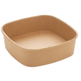 Tarrina Cuadrada de Cartón Kraft 750ml 17x17x5cm (50 Uds)