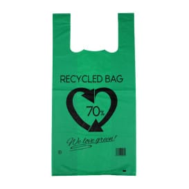 Bolsa Plástico Camiseta 70% Reciclado Verde 42x53cm G200 (1.000 Uds)