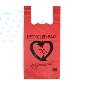 Bolsa Plástico Camiseta 70% Reciclado Rojo 42x53cm G200 (50 Uds)