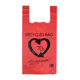 Bolsa Plástico Camiseta 70% Reciclado Rojo 42x53cm G200 (50 Uds)