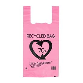 Bolsa Plástico Camiseta 70% Reciclado Rosa 42x53cm G200 (50 Uds)