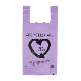 Bolsa Plástico Camiseta 70% Reciclado Lila 42x53cm G200 (1.000 Uds)