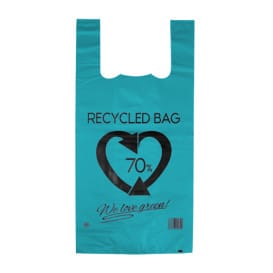 Bolsa Plástico Camiseta 70% Reciclado Azul 42x53cm G200 (1.000 Uds)