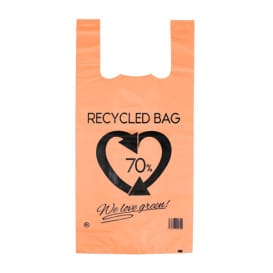 Bolsa Plástico Camiseta 70% Reciclado Naranja 42x53cm G200 (50 Uds)