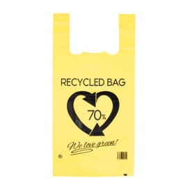 Bolsa Plástico Camiseta 70% Reciclado Amarillo 42x53cm G200 (50 Uds)