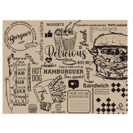 Mantel Individual de Papel Kraft "Burguer" 30x40cm 40g/m² (1.000 Uds)