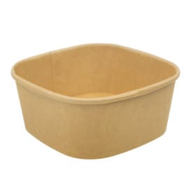 Tarrina Cuadrada de Cartón Kraft 500ml 13x13x5,6cm (50 Uds)