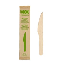 Cuchillo de Madera Desechable Enfundado 16,5cm (25 Uds)