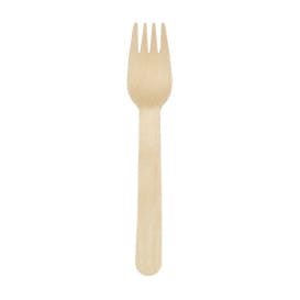 Tenedor de Madera Desechable 16cm (25 Uds)