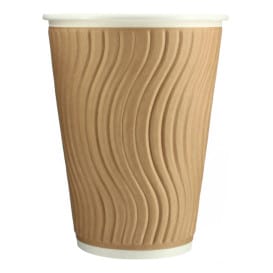 Vaso Cartón Rizado 12 Oz/360ml Kraft Ø9,0cm (740 Uds)