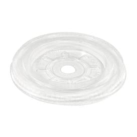 Tapa Plana PLA Transparente con Agujero Ø7,8cm (3000 Uds)