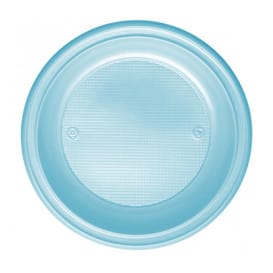 Plato de Plastico PS Hondo Azul Claro Ø220mm (30 Uds)