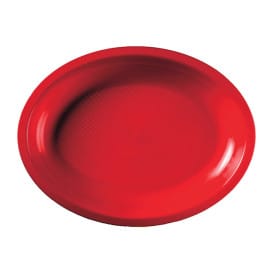 Bandeja Reutilizable PP Ovalada Round Rojo  25,5x19cm (600 Uds)