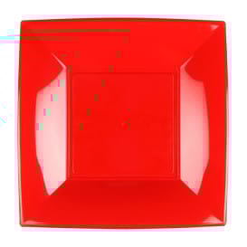 Plato Llano Reutilizable PP Rojo Nice 18cm (25 Uds)