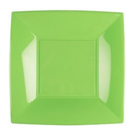 Plato Llano Reutilizable PP Verde Lima Nice 18cm (25 Uds)