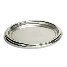 Bandeja Reutilizable PET Redonda Plata 40cm (5 Uds)