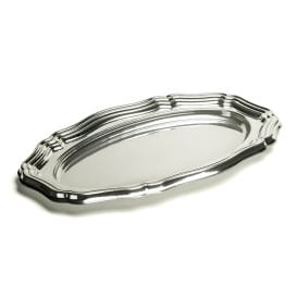 Bandeja Reutilizable PET Ovalada Plata 46x30cm (5 Uds)