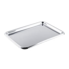 Bandeja Reutilizable PET Rectangular Plata 35X24cm (5 Uds)