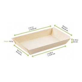Bandeja de Madera 13x6,5x2cm 125ml (25 Uds)