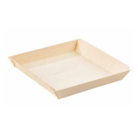 Plato de Madera Cuadrado 17x17x3,6cm 800ml (25 Uds)