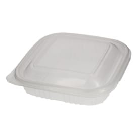 Tarrina Cuadrada Tapa Bisagra PP 250ml (100 Uds)