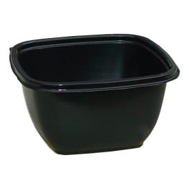 Bol Plástico Cuadrado Negro PET 500ml 125x125x70mm (50 Uds)