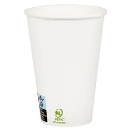 Vaso Cartón 12Oz/385ml Blanco Ø9,0cm (1000 Uds)