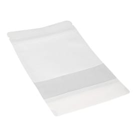 Bolsa Doypack Autocierre Zip y Ventana Blanco 25+12x35cm (50 Uds)