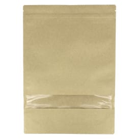Bolsa Doypack Kraft Autocierre Zip y Ventana 25+12x35cm (250 Uds)